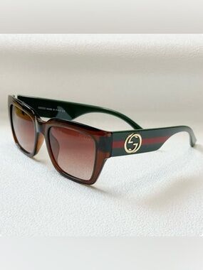 Gucci Interlocking GG Web Stripe Square Sunglasses Brown Gradient Unisex